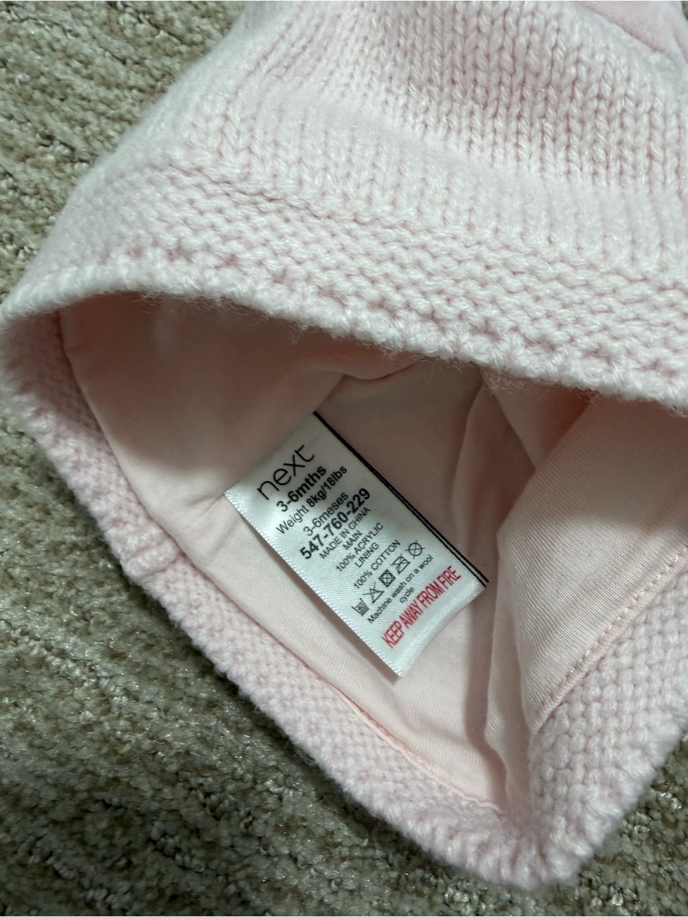 next Light Pink Knit Hat with Bow - Picture 3 of 3